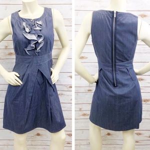 Karen Millen Chambray Denim Ruffle Dress
